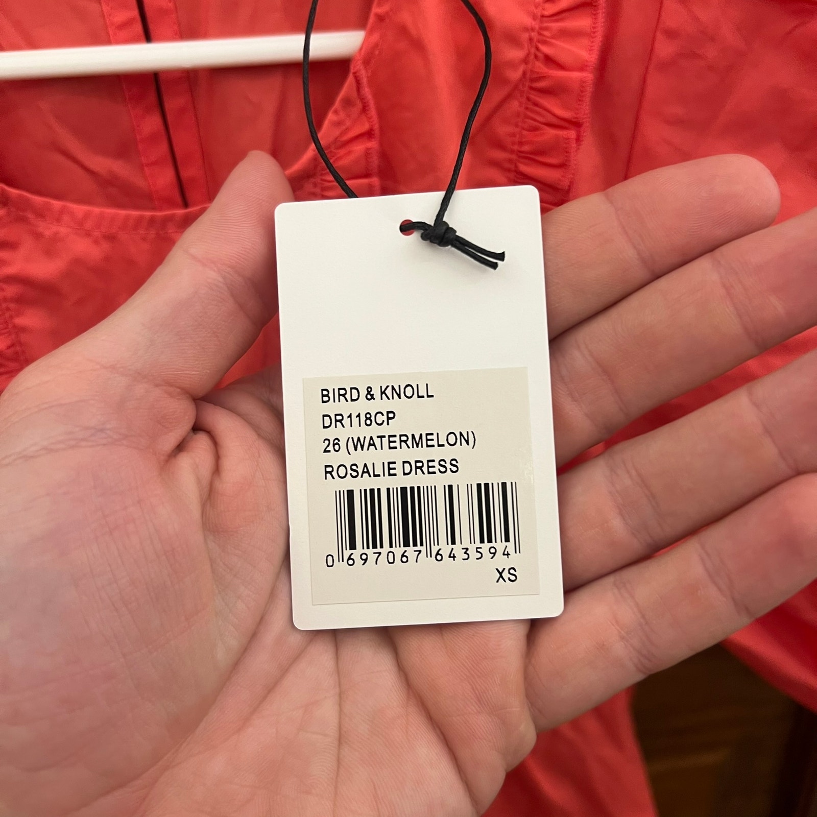 Bird & Knoll Rosalie Dress In Watermelon Red/Pink Size Xs Nwt's $470 Women's — image 5 of 8